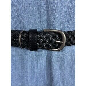 Plus Size Womens belt 43” long Braided Black Leather  - Classic Casual Style